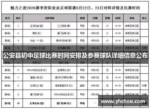 公安县初中足球比赛时间安排及参赛球队详细信息公布